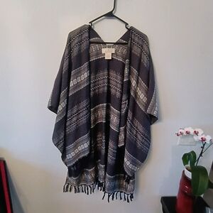 Quagga Green Label Boho Tribal Kimono Cardigan Fringe Festival Wrap One Size